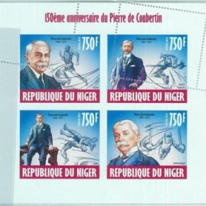 M1510 - NIGER - ERROR, 2013 MISSPERF SHEET: P De Coubertin, Olympics, Gymnastics