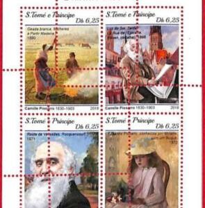 A3268 - SAO TOME & PRINCIPE, ERROR MISPERF, Miniature sheet: 2018, Pissarro, Art