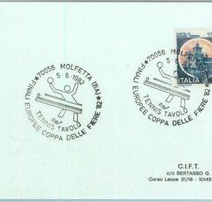 95587 -  ITALY -  POSTAL HISTORY - SPECIAL POSTMARK on card PING PONG 1982