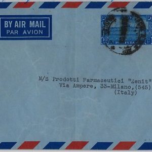39710  -  PAKISTAN -  POSTAL HISTORY - AEROGRAMME Air Letter to ITALY 1952