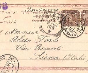 ac6605 -  EGYPT  - Postal History -  Ethnic POSTCARD  to ITALY  1902 Mataria
