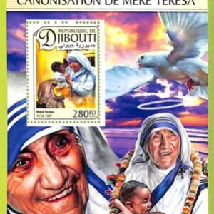 A1705 - DJIBOUTI, ERROR: MISSPERF, S/S - 2016, Mother Theresa, Medicine, Doves
