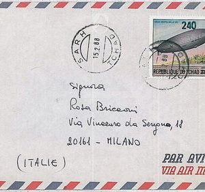 ZEPPELIN  AVIATION - TCHAD CHAD  - POSTAL HISTORY - Cover to ITALY  1988
