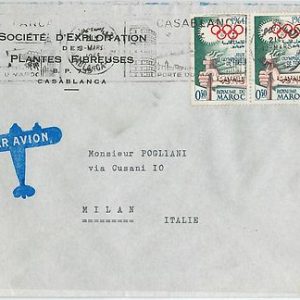 59288 -    MOROCCO - POSTAL HISTORY: COVER to ITALY - OLYMPIC GAMES