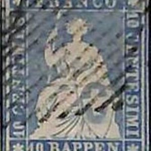 94993bE - SWITZERLAND - STAMP - Zumstein # 23a  Green Thread  / Thin Paper USED