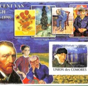 A0333 - COMORES Comoros -  IMPERF 2008  stamp SHEET: Art VAN GOGH pipe smoking