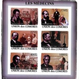 A0353  - COMORES Comoros - IMPERF 2008  stamp SHEET: MEDICINE Fleming KOCH