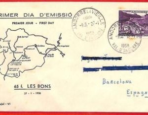 aa2300 -  French ANDORRA - POSTAL HISTORY - FDC COVER   1958 GEOGRAPHY maps
