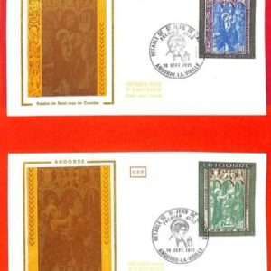 aa0393 -  ANDORRA - POSTAL HISTORY -  set of 3 FDC COVERS 1971 Art RELIGION