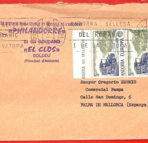 aa0391 - ANDORRA - POSTAL HISTORY - PROPAGANDA postmark on COVER to SPAIN