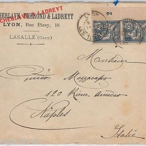 FRANCE -  POSTAL HISTORY -  COVER  to NAPOLI Italy  1903 -- NICE!