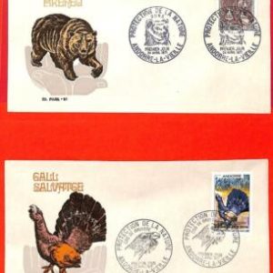 aa0381 -  ANDORRA - POSTAL HISTORY -  set of 2 FDC COVERS 1971 Fauna BIRDS Bear