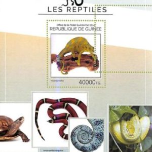 A7833 - REP.GUINEE - ERROR MISPERF Stamp Sheet - 2014 REPTILES Snakes,Turtles