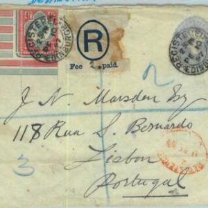 BK0834 - GB - POSTAL HISTORY -  REGISTERED STATIONERY COVER to PORTUGAL  1897