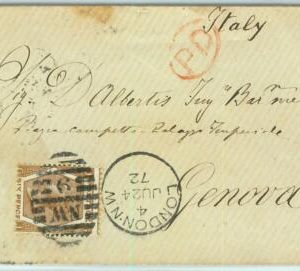 BK0763 - GB - POSTAL HISTORY - COVER from LONDON to Genova,  ITALY 1872