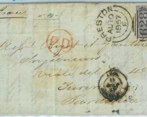 BK0731 - GB  Brittain - POSTAL HISTORY - COVER from PRESTON to SARDEGNA 1857