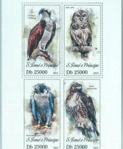 M1620 - S TOME & PRINCIPE - 2013, ERROR  MISPERF stamp SHEET: Birds prey, Eagles