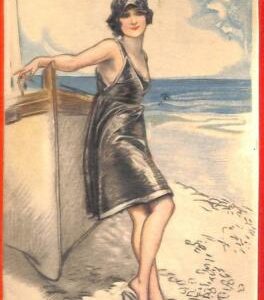 Lib7745 - VINTAGE Artist signed POSTCARD - Glamour: MAUZAN 1920  SEASIDE COSTUME
