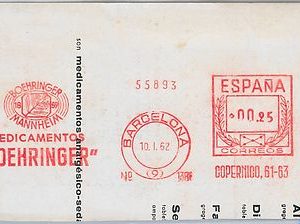 56777 - SPAIN - POSTAL HISTORY: Mechanical Postmark on CUT-OUT 1962 : MEDICINE
