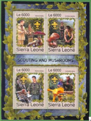 A2472 - SIERRA LEONE - ERROR: MISPERF, Miniature s - 2016, Boy Scouts, Mushrooms