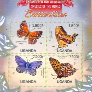 A8512 - UGANDA - ERROR MISPERF  Stamp Sheet - 2013 INSECTS BUTTERFLIES