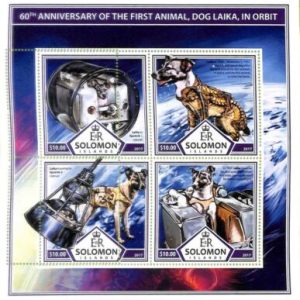 A8532 - SOLOMON - ERROR MISPERF Stamp Sheet - 2017 DOGS SPACE