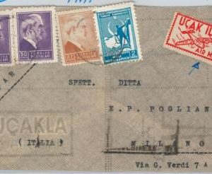 58470 -  TURKEY - POSTAL HISTORY: COVER to ITALY 1947 - nice AIRMAIL label!