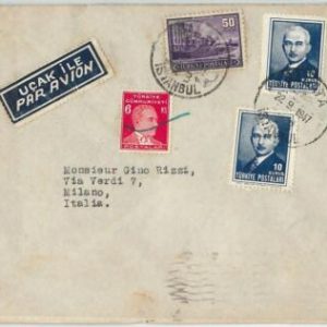 58475  -  TURKEY - POSTAL HISTORY: COVER to ITALY  1947