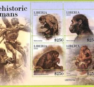 B0529 - LIBERIA - ERROR MISPERF Stamp Sheet - 2022 - Prehistoric humans