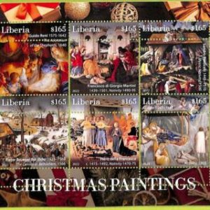 B0540 - LIBERIA - ERROR MISPERF Stamp Sheet - 2022 - Christmas Paintings, ART