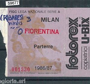 59677  - Vecchio  BIGLIETTO PARTITA CALCIO - 1986 / 1987 : MILAN /  FIORENTINA