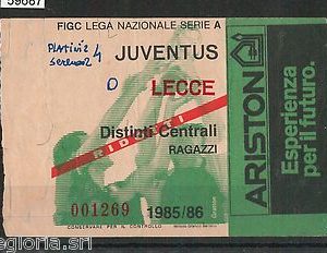 59687  - Vecchio  BIGLIETTO PARTITA CALCIO - 1985 / 1986 : JUVENTUS /  LECCE