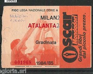 59692  - Vecchio  BIGLIETTO PARTITA CALCIO - 1984 / 1985 : MILAN /  ATALANTA