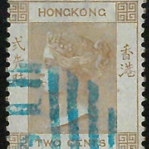 BK0998b2 - HONG KONG - STAMPS - SG #8b  -  USED with blue S1 Postmark SHANGHAI