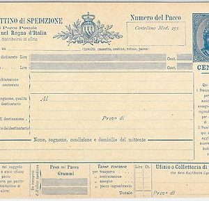 53660 - REGNO - BOLLETTINO SPEDIZIONE per PACCO POSTALE: Sassone # P 3