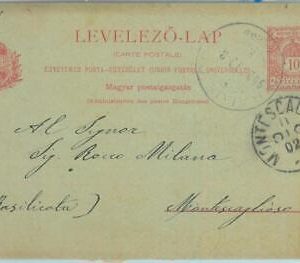 85938 -  HUNGARY - POSTAL HISTORY - STATIONERY CARD to MONTESCAGLIOSO Italy 1902