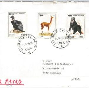 43007 - PERU - POSTAL HISTORY - AIRMAIL COVER to SWITZERLAND - BIRDS: VOLTURE