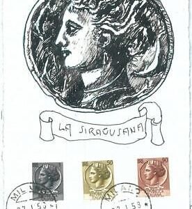 71059 -  ITALY -  Postal History - Hand Painted MAXIMUM CARD - SIRACUSANA  1958