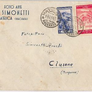 ITALIA REPUBBLICA - Storia Postale: CHIUDILETTERA usato su BUSTA - MACERATA 1950