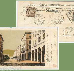 56060 - STORIA POSTALE - CARTOLINA da LA SPEZIA a FRANCIA - TASSATA in arrivo