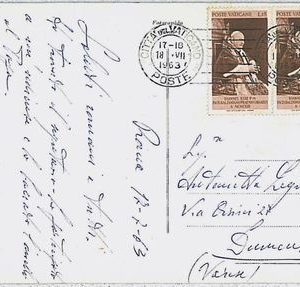 30086  VATICANO : STORIA POSTALE postal history CARTOLINA  1963
