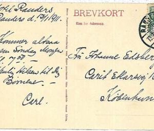 21346 - DENMARK - POSTAL HISTORY - TRAIN POST OFFICE postmark on POSTCARD 1911