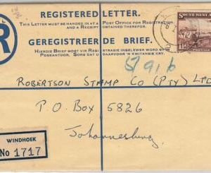 39958- South West Africa SWA - POSTAL STATIONERY Registered COVER - 1934-TRAINS