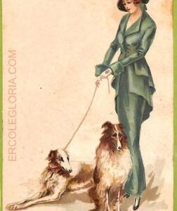 af1639 - VINTAGE POSTCARD - Glamour Ladies - ARTIST SIGNED Veneziani DOG