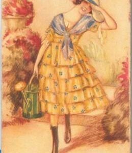 54135-VINTAGE POSTCARD - Glamour, Ladies ARTIST SIGNED:  ACHILLE MAUZA  1918