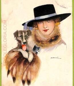 af1692 - VINTAGE POSTCARD - Glamour Ladies  - ARTIST SIGNED - Nanni  1917 Dog