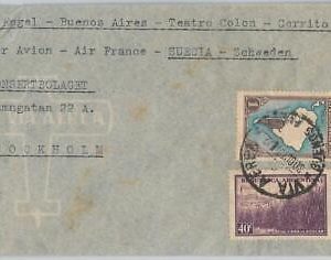 43366 -  ARGENTINA - POSTAL HISTORY -  AIRMAIL COVER to SWEDEN   AIRFRANCE  1937