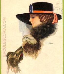 af1697 - VINTAGE POSTCARD - Glamour Ladies   - ARTIST SIGNED - Nanni  1917  Dog
