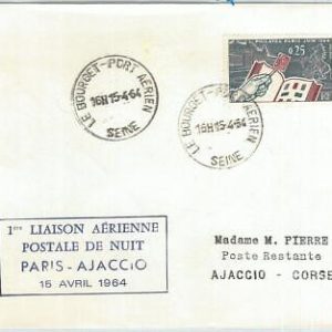 72145 - FRANCE - Postal History - FIRST night postal FLIGHT Paris - Ajaccio 1964
