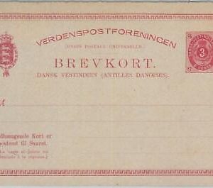 75091 - Denmark DANISH WEST INDIES - POSTAL HISTORY -  POSTAL STATIONERY CARD #2